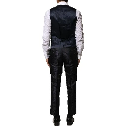 Black Jacquard 3 Piece Single Breasted Suit