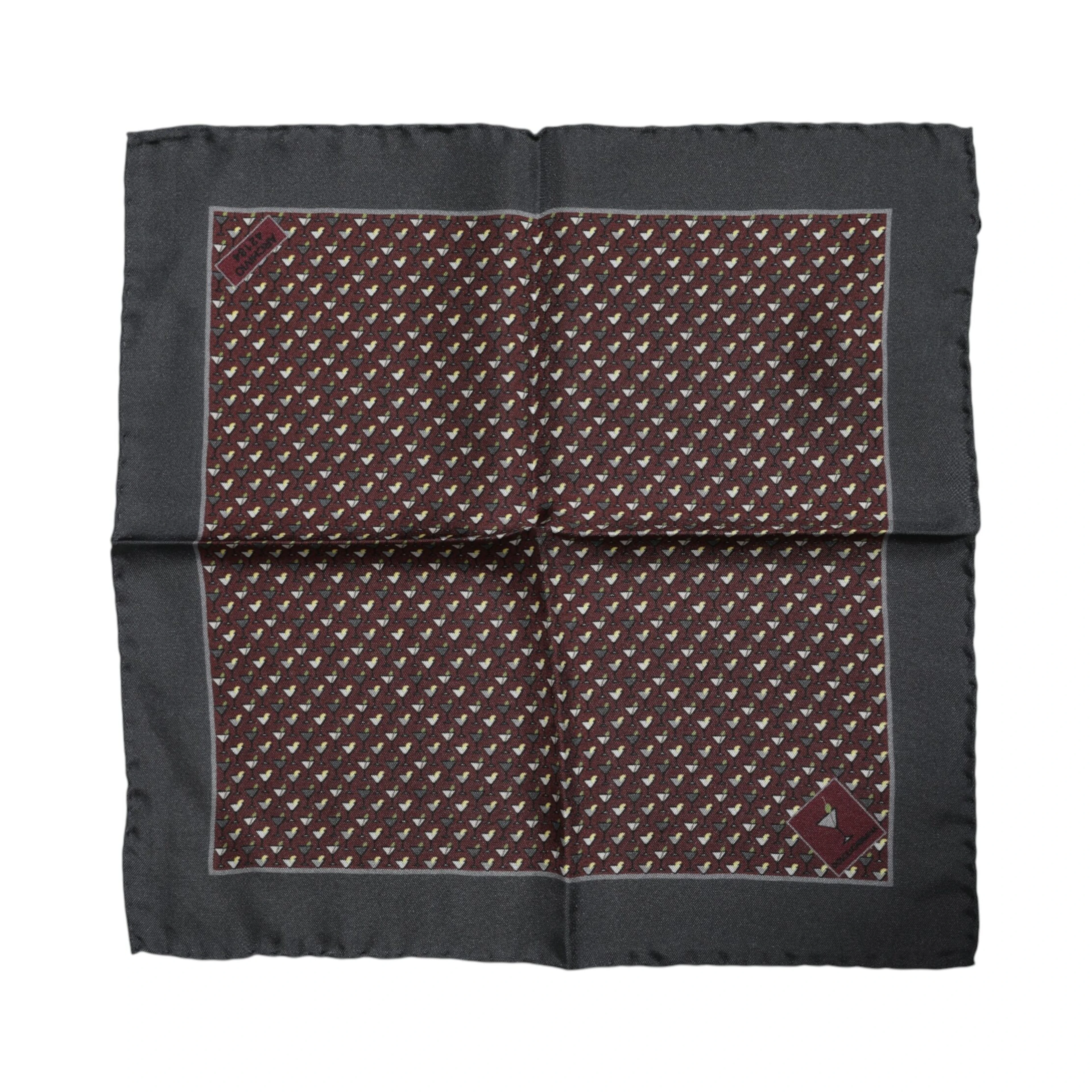 Maroon Cocktail Silk Square Foulard Scarf