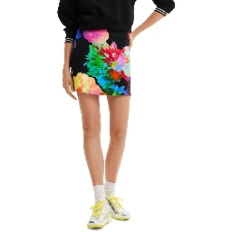 Black Cotton Mini Skirt