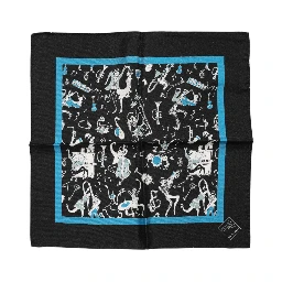 Black Jazz Club Silk Square Men Foulard Scarf