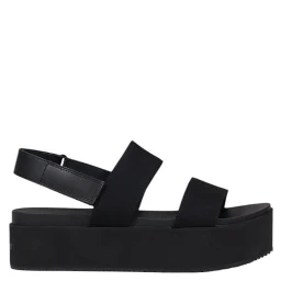 Black Organic Cotton Platform Sandals