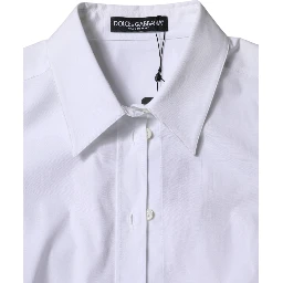 White Cotton Collared Long Sleeves Shirt Top