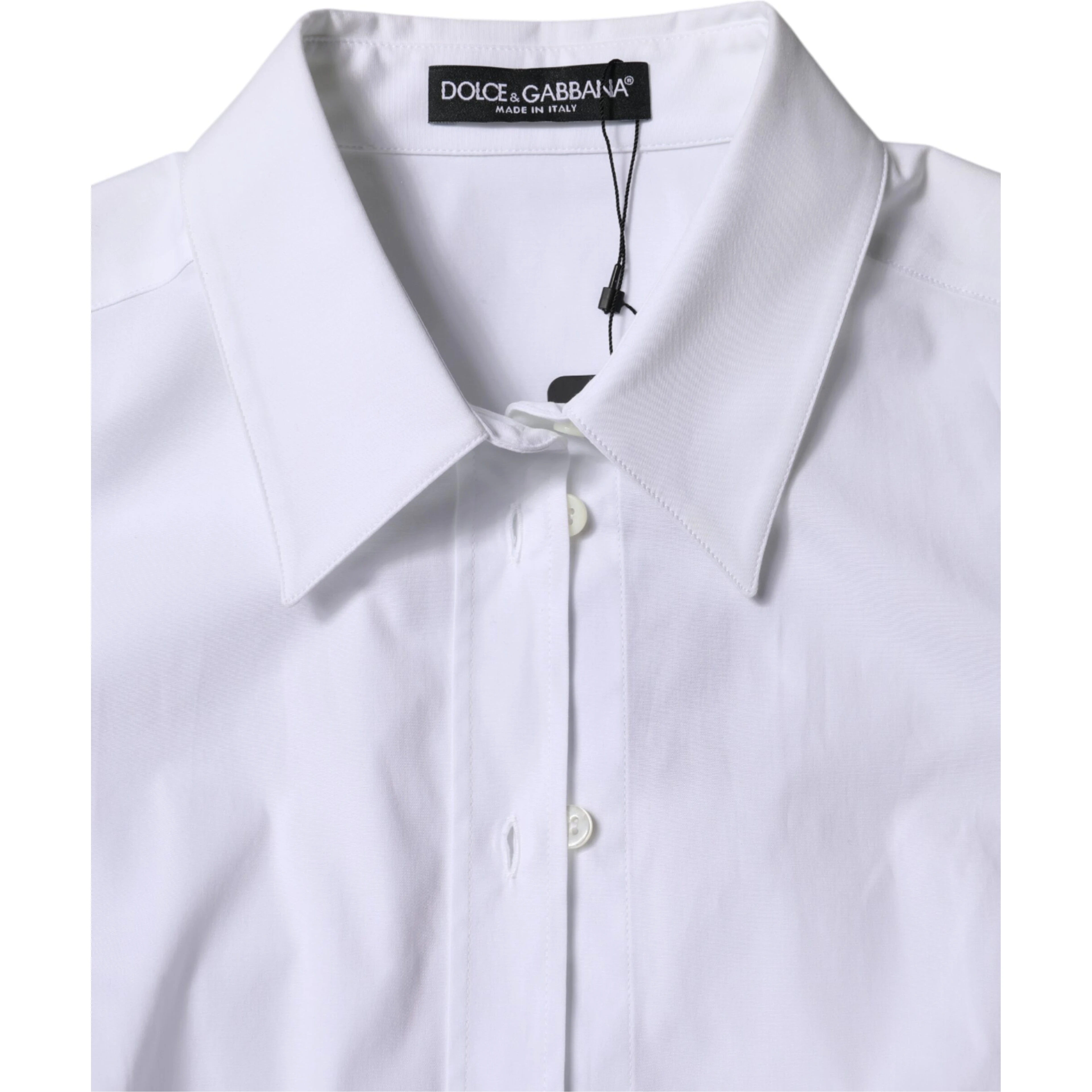 White Cotton Collared Long Sleeves Shirt Top