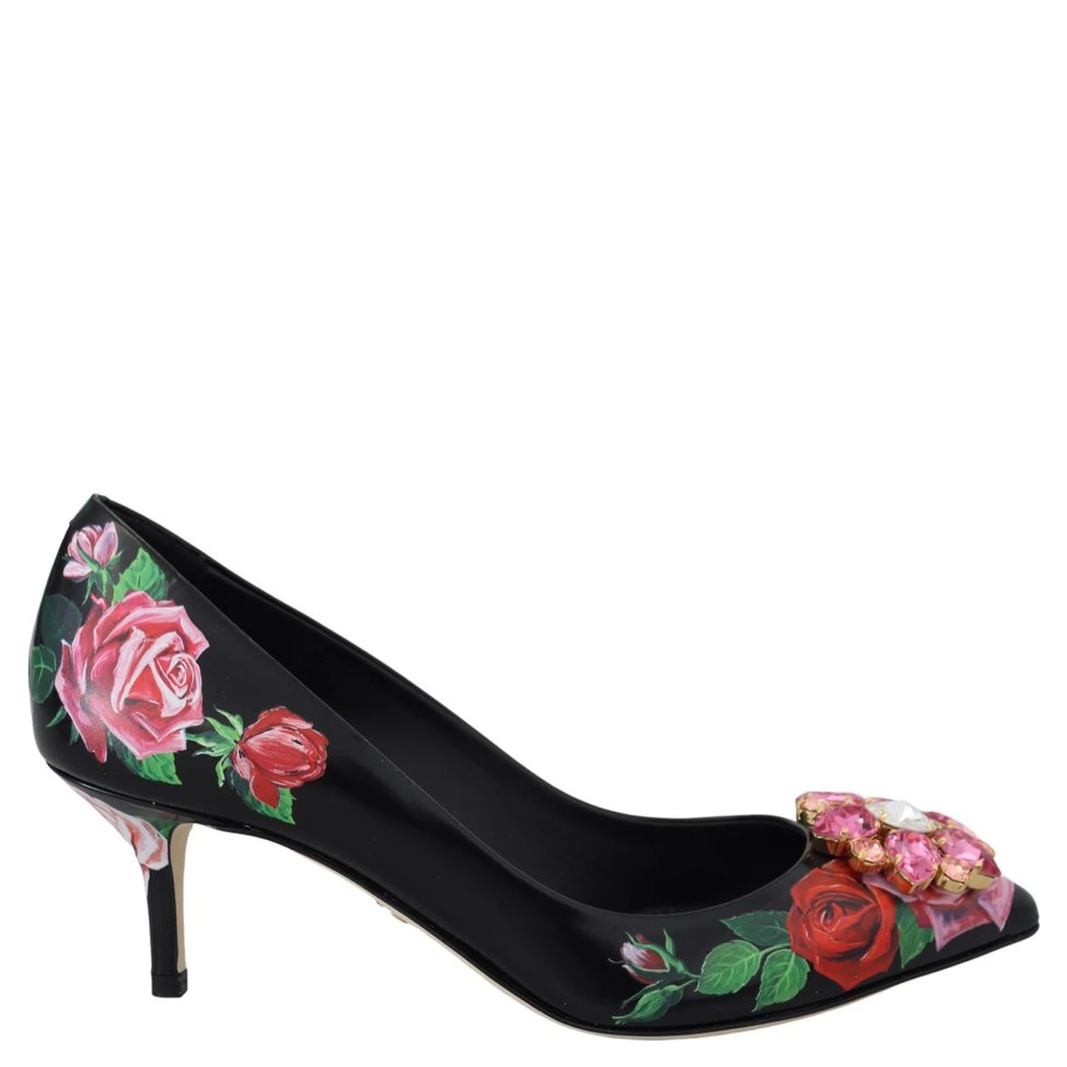 Black Leather High Heel Pumps