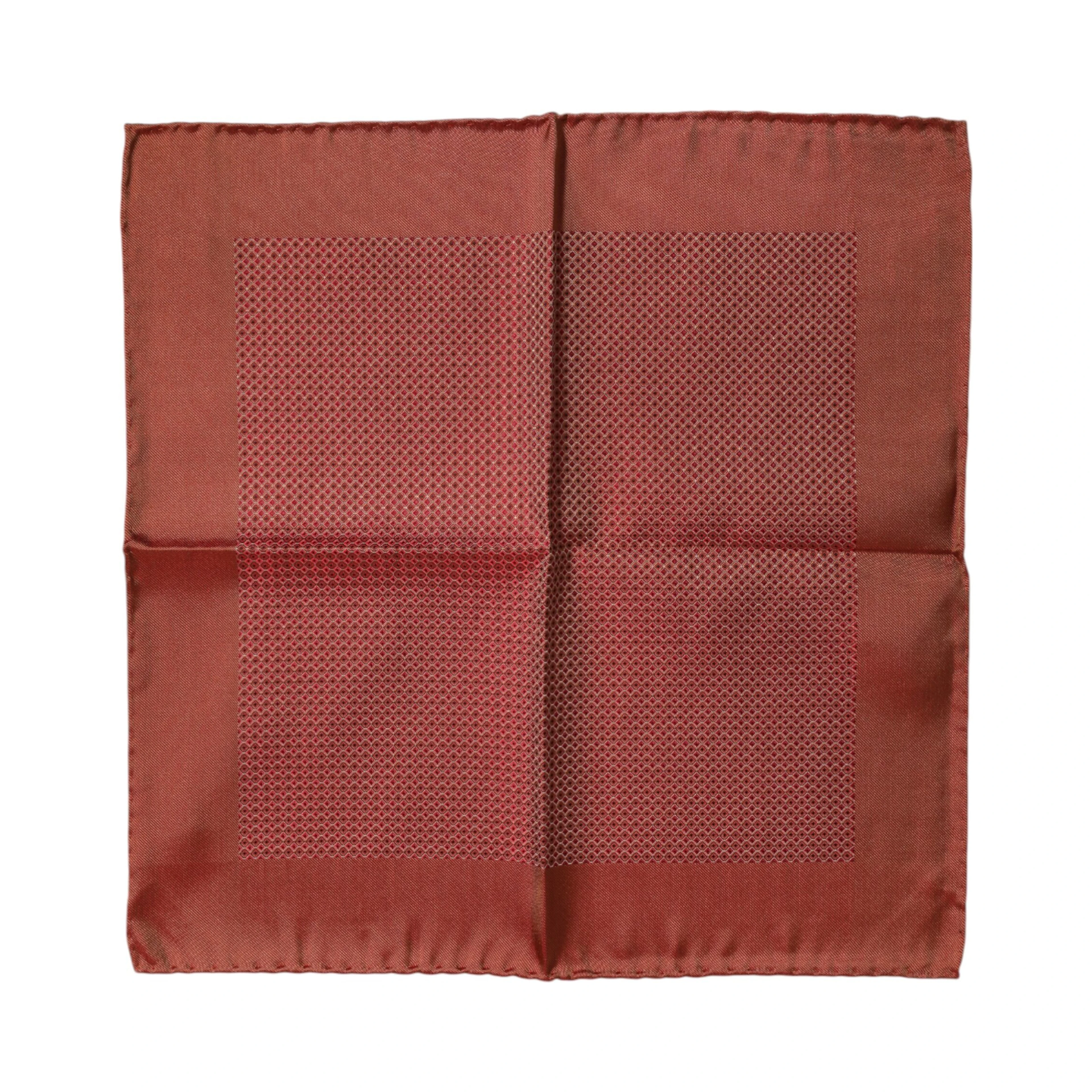 Orange Silk Square Men Foulard Scarf