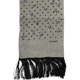 Gray Skulls Silk Fringes Men Foulard Scarf