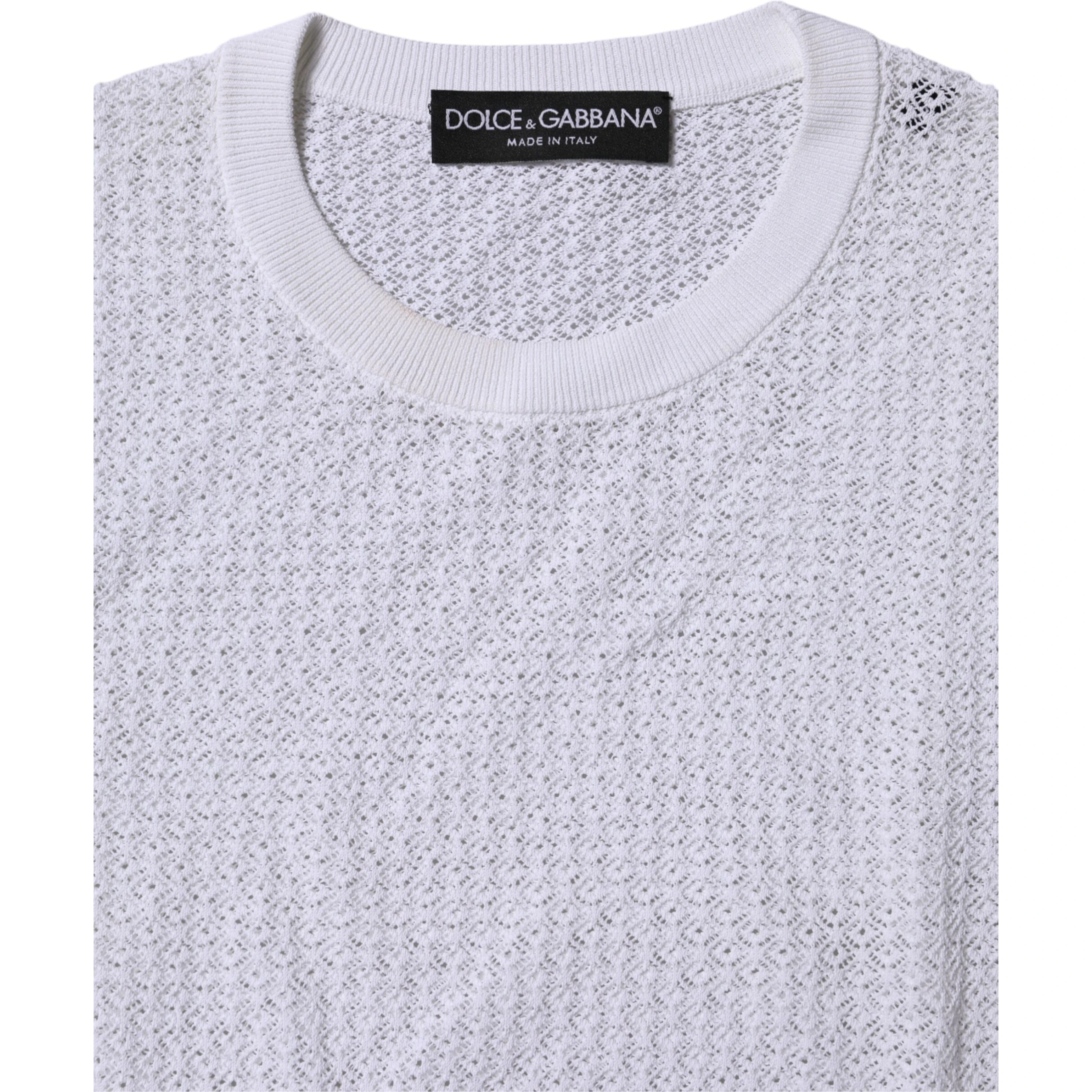 White Round Neck Long Sleeves Pullover Top