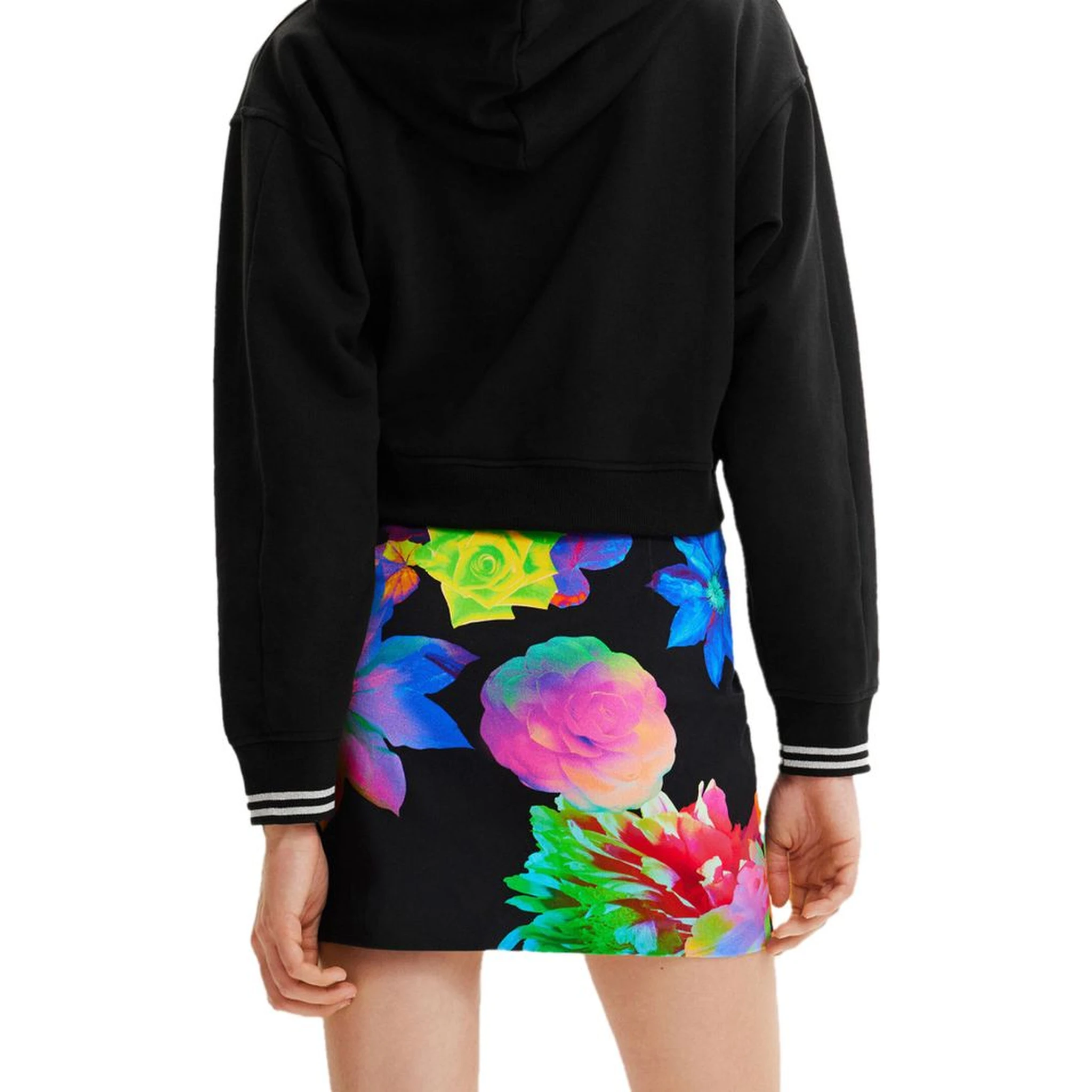 Black Cotton Mini Skirt
