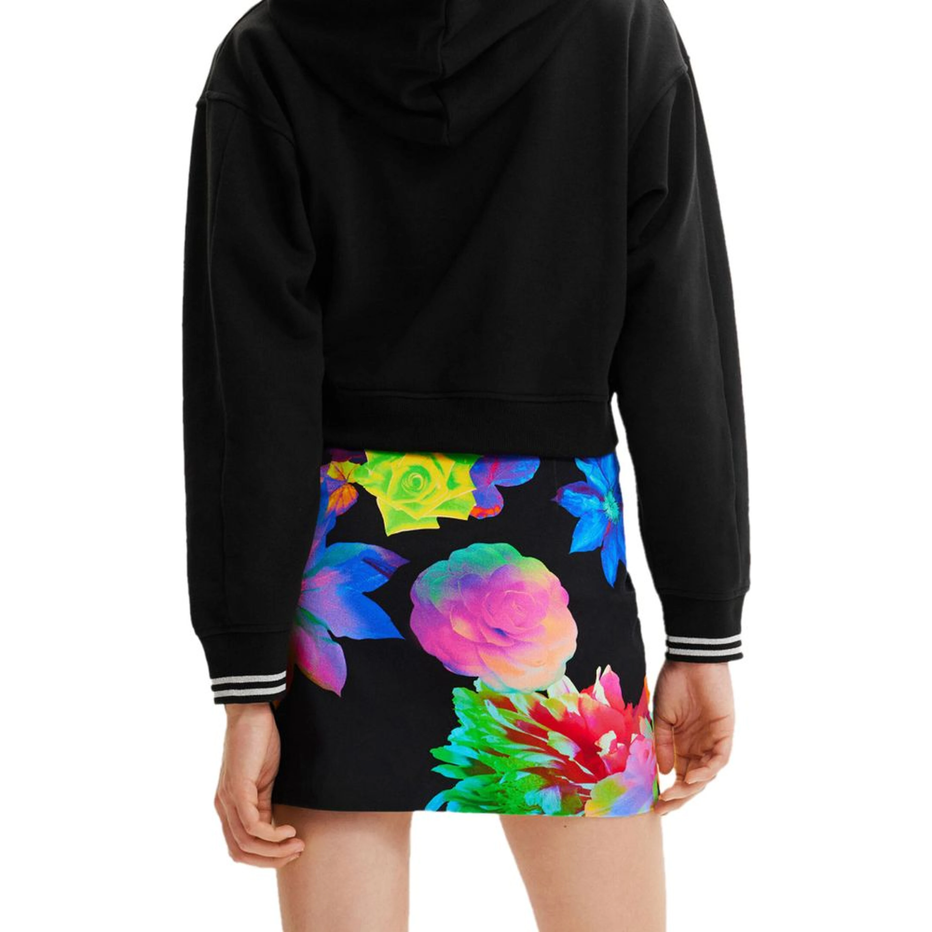 Black Cotton Mini Skirt