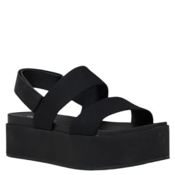 Black Organic Cotton Platform Sandals
