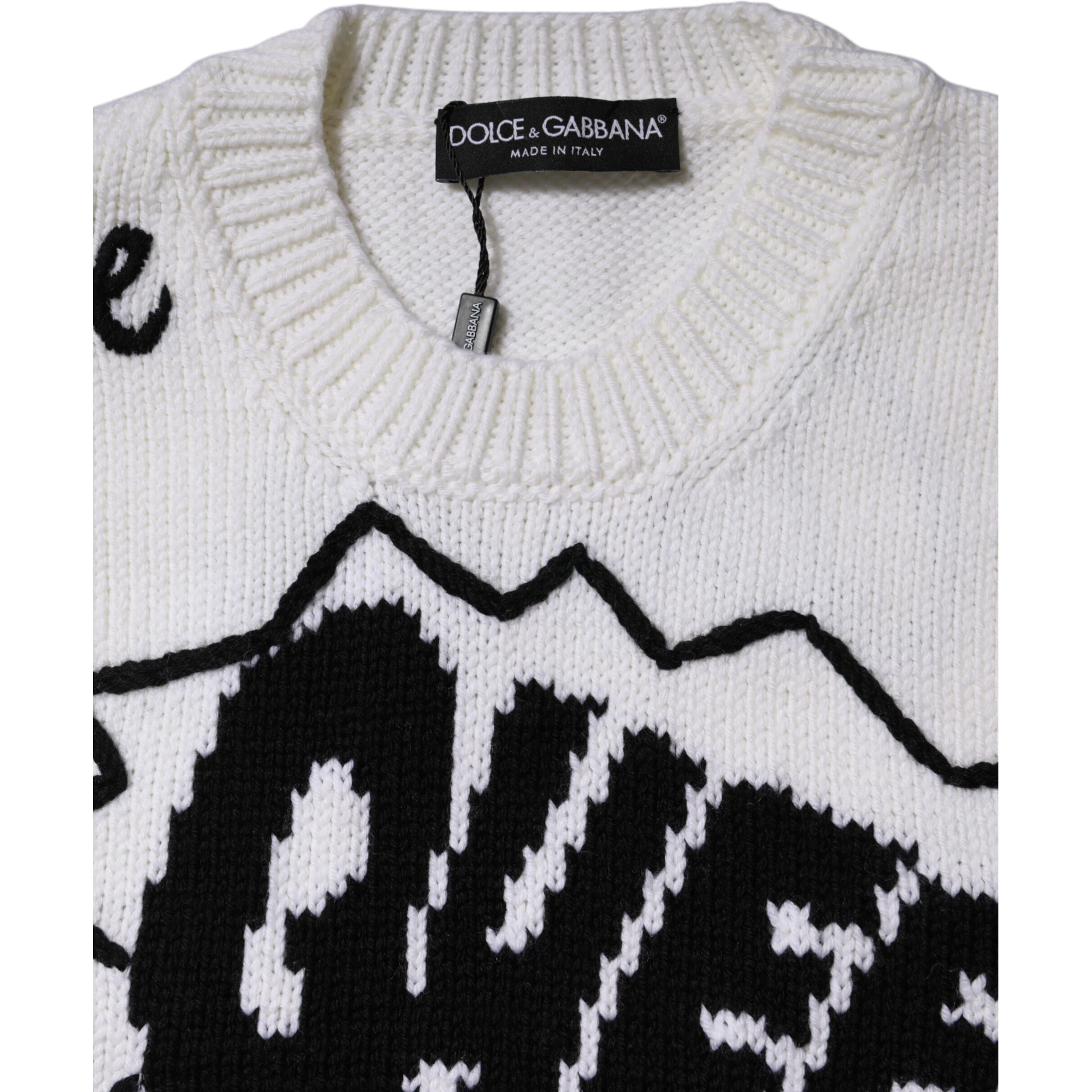White Wool Knit Crew Neck Pullover Sweater