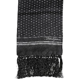 Black White Polka Dot Fringes Foulard Scarf