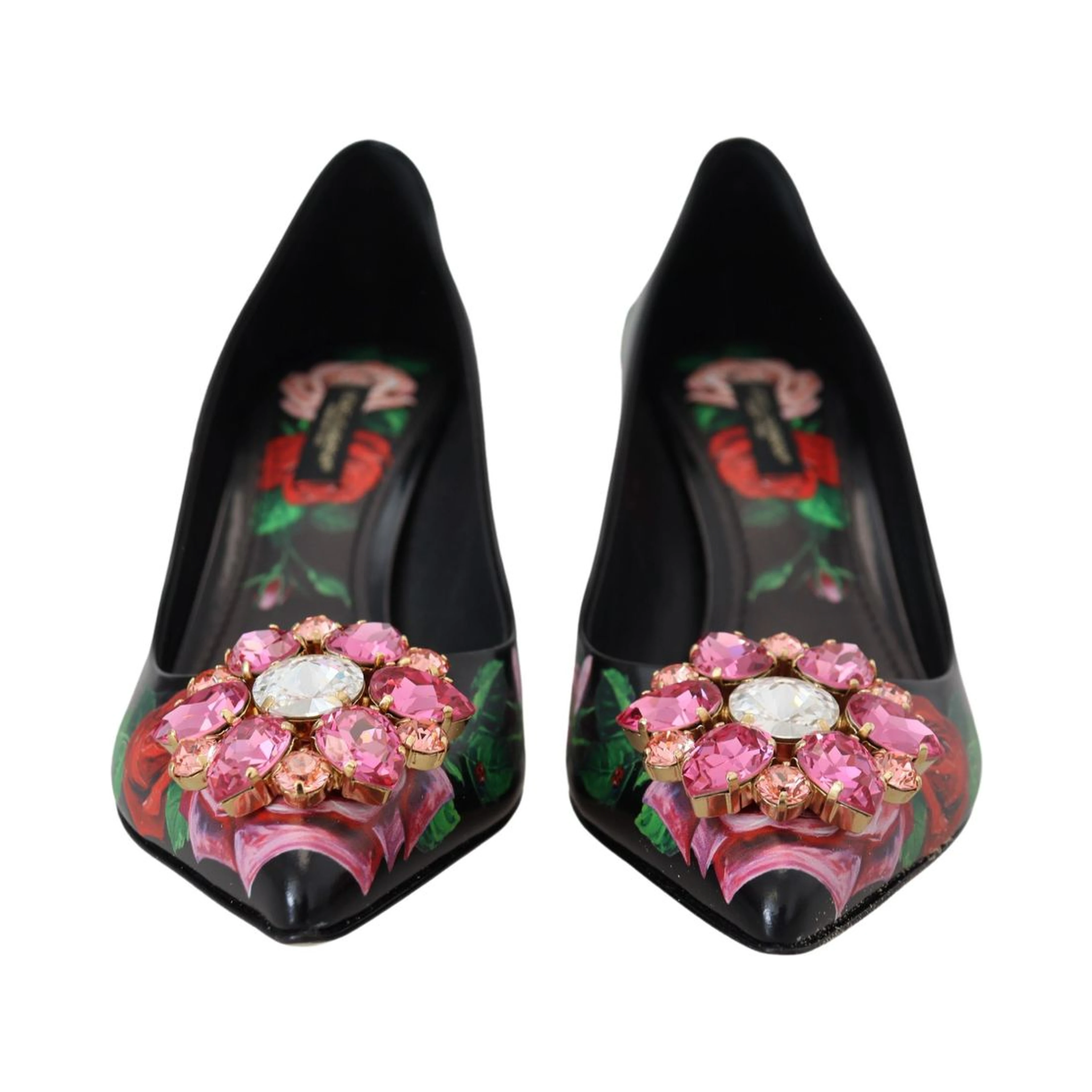 Black Leather High Heel Pumps