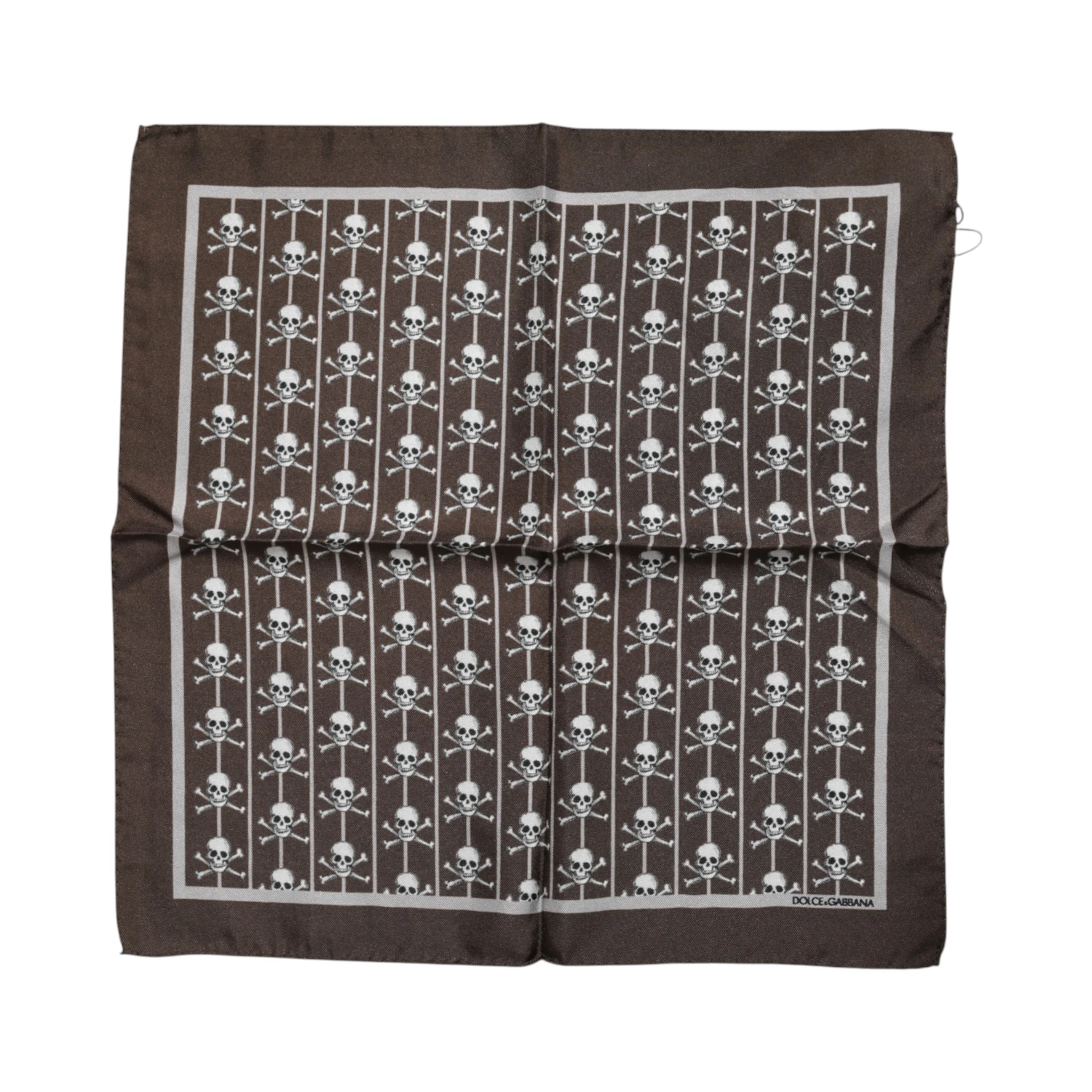 Brown Skull Silk Square Men Foulard Scarf