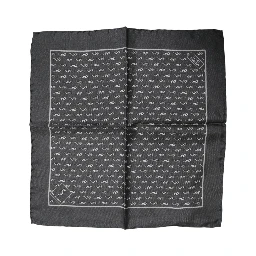 Black Fish Print Silk Square Men Foulard Scarf