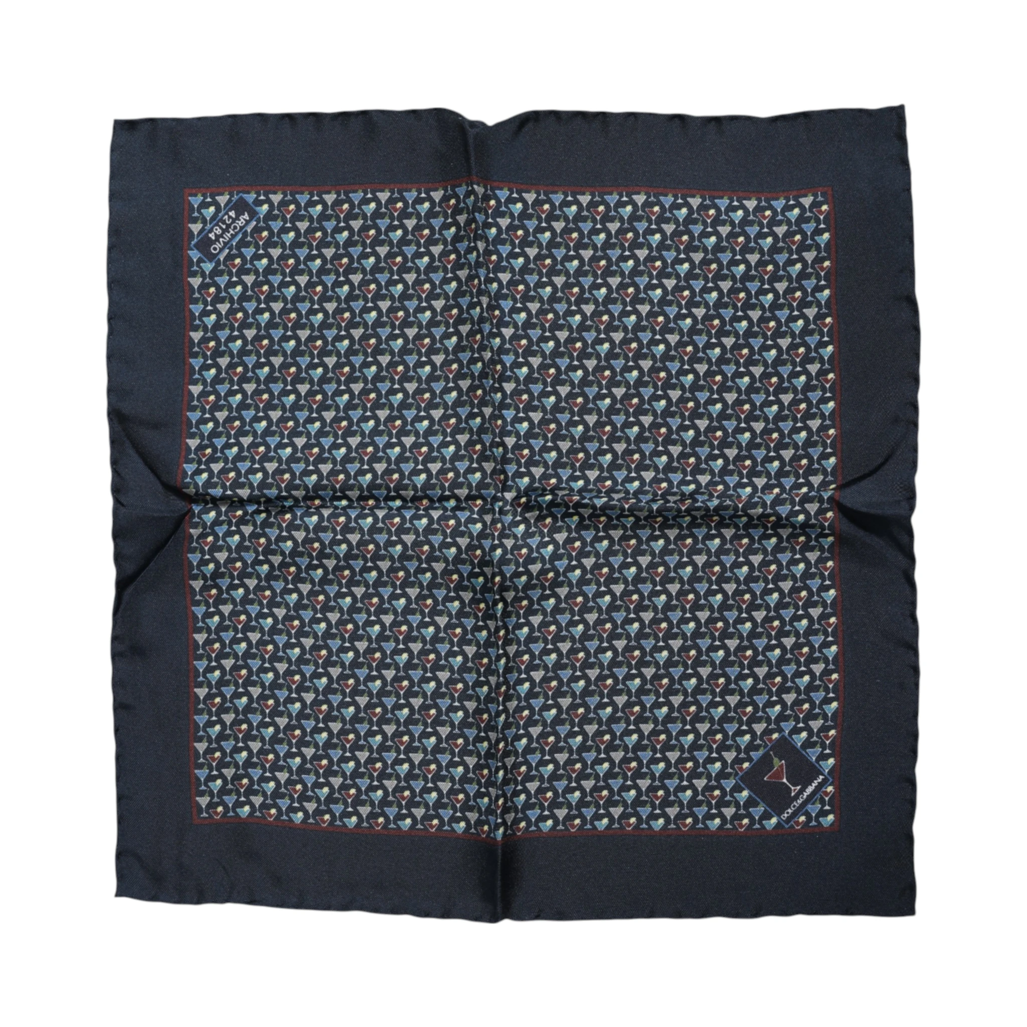Blue Cocktail Silk Square Foulard Scarf