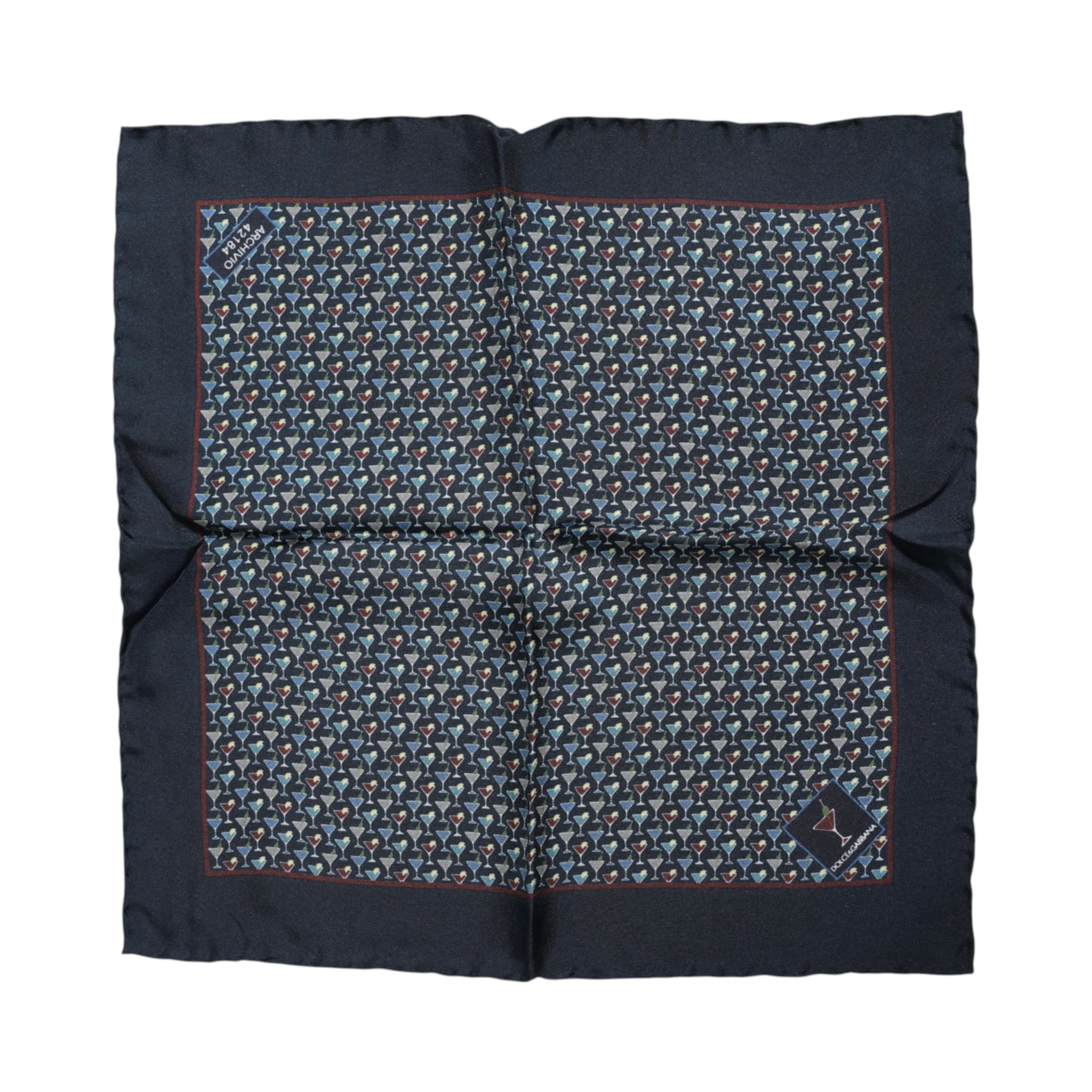 Blue Cocktail Silk Square Foulard Scarf