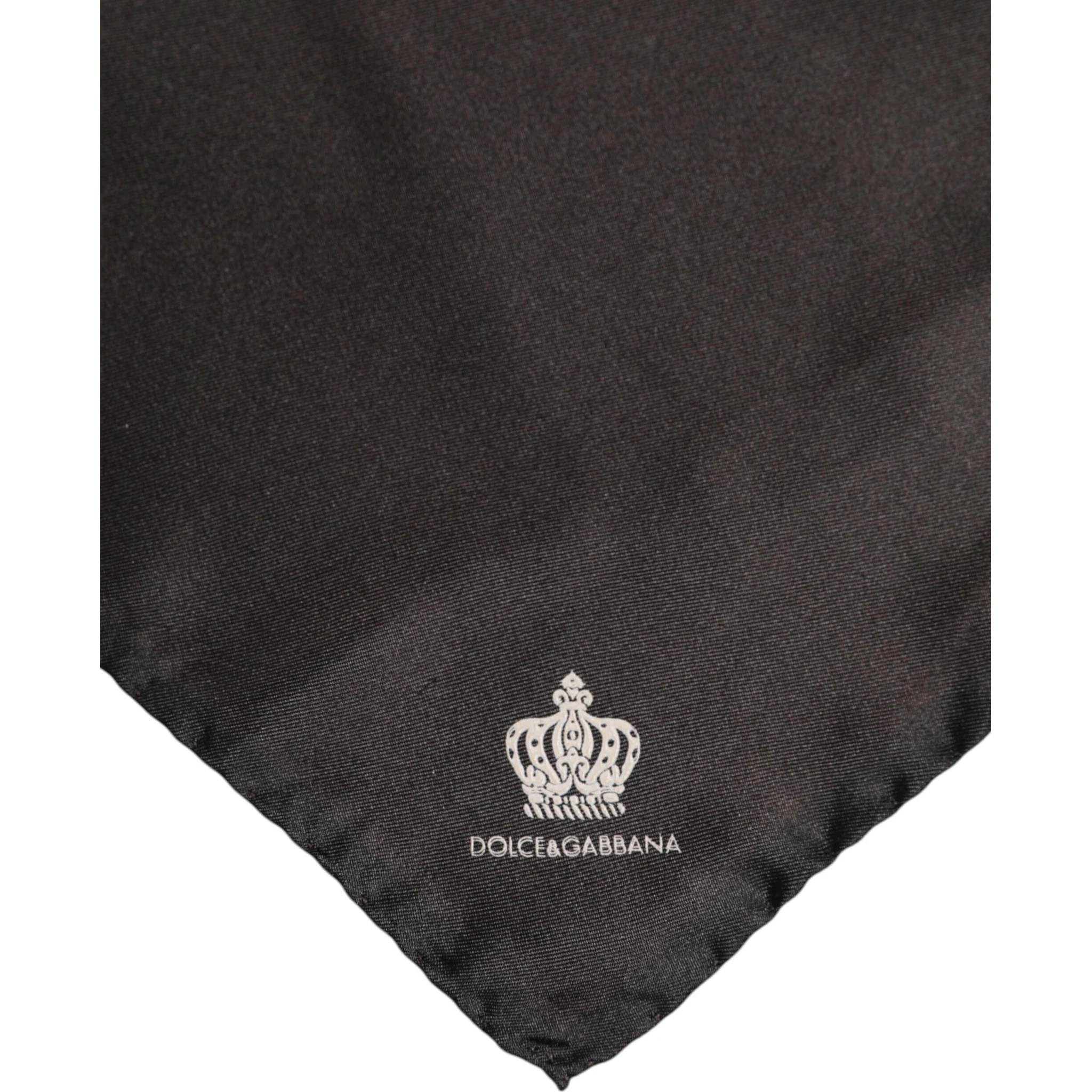 Brown DG Crown Silk Square Men Foulard Scarf