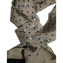 Gray Skulls Silk Fringes Men Foulard Scarf