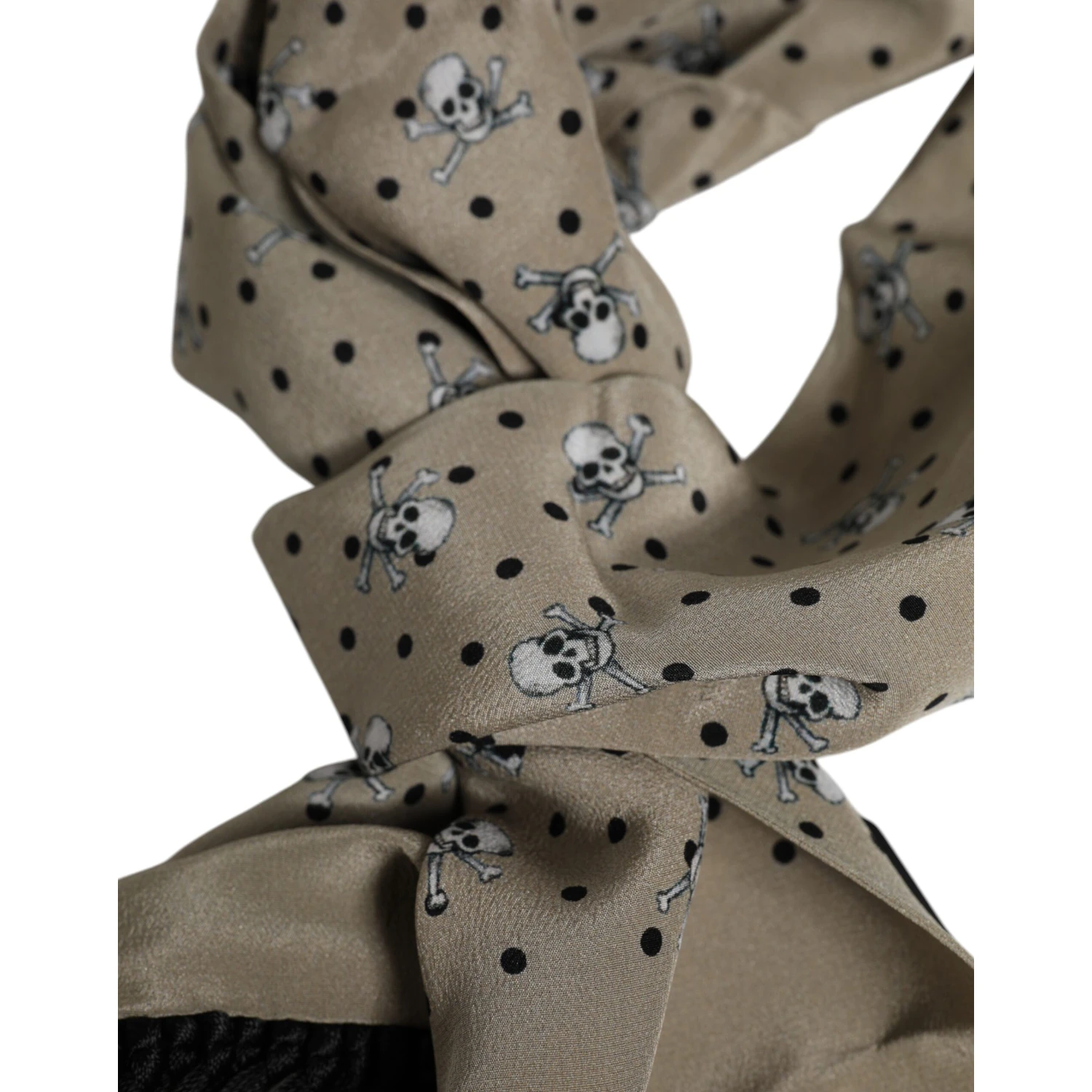 Gray Skulls Silk Fringes Men Foulard Scarf