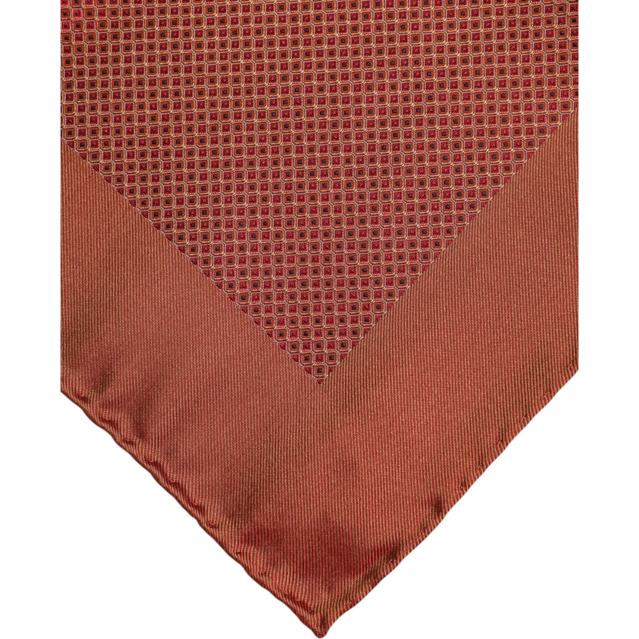 Orange Silk Square Men Foulard Scarf