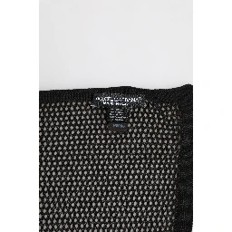 Black Patterned Cotton Square Foulard Scarf