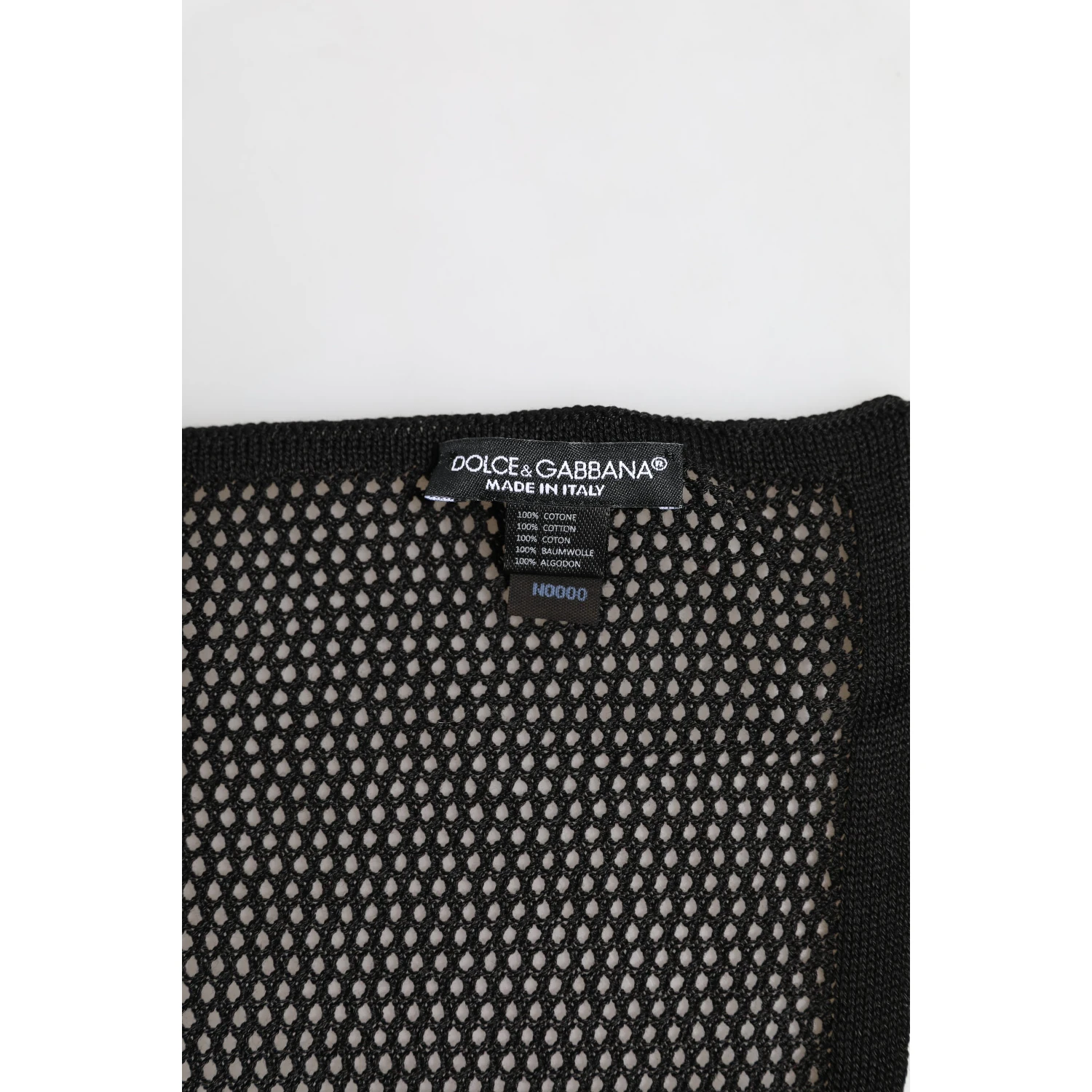 Black Patterned Cotton Square Foulard Scarf