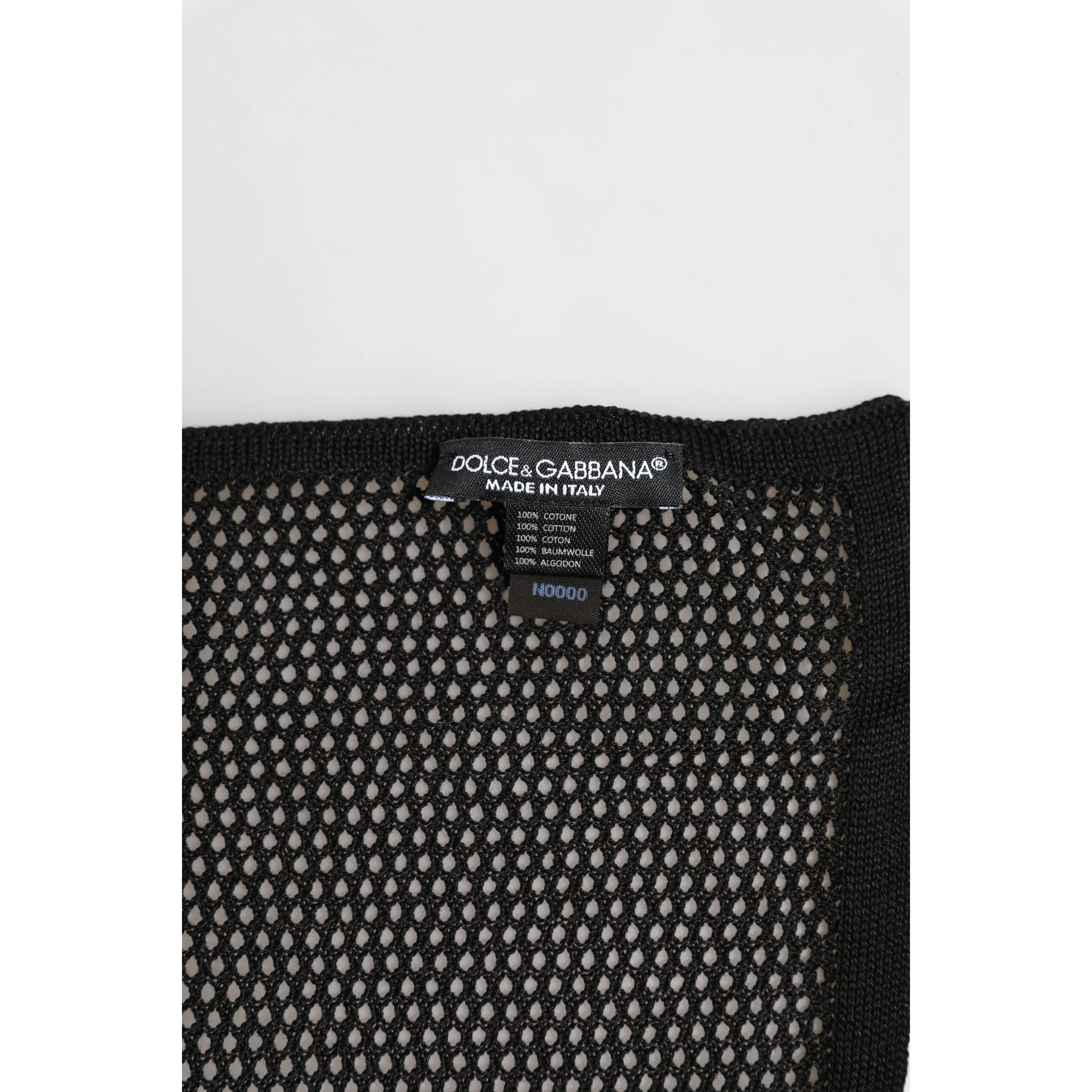 Black Patterned Cotton Square Foulard Scarf