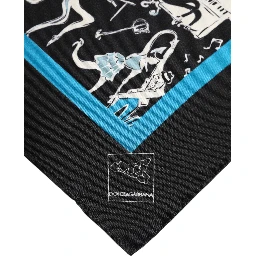 Black Jazz Club Silk Square Men Foulard Scarf