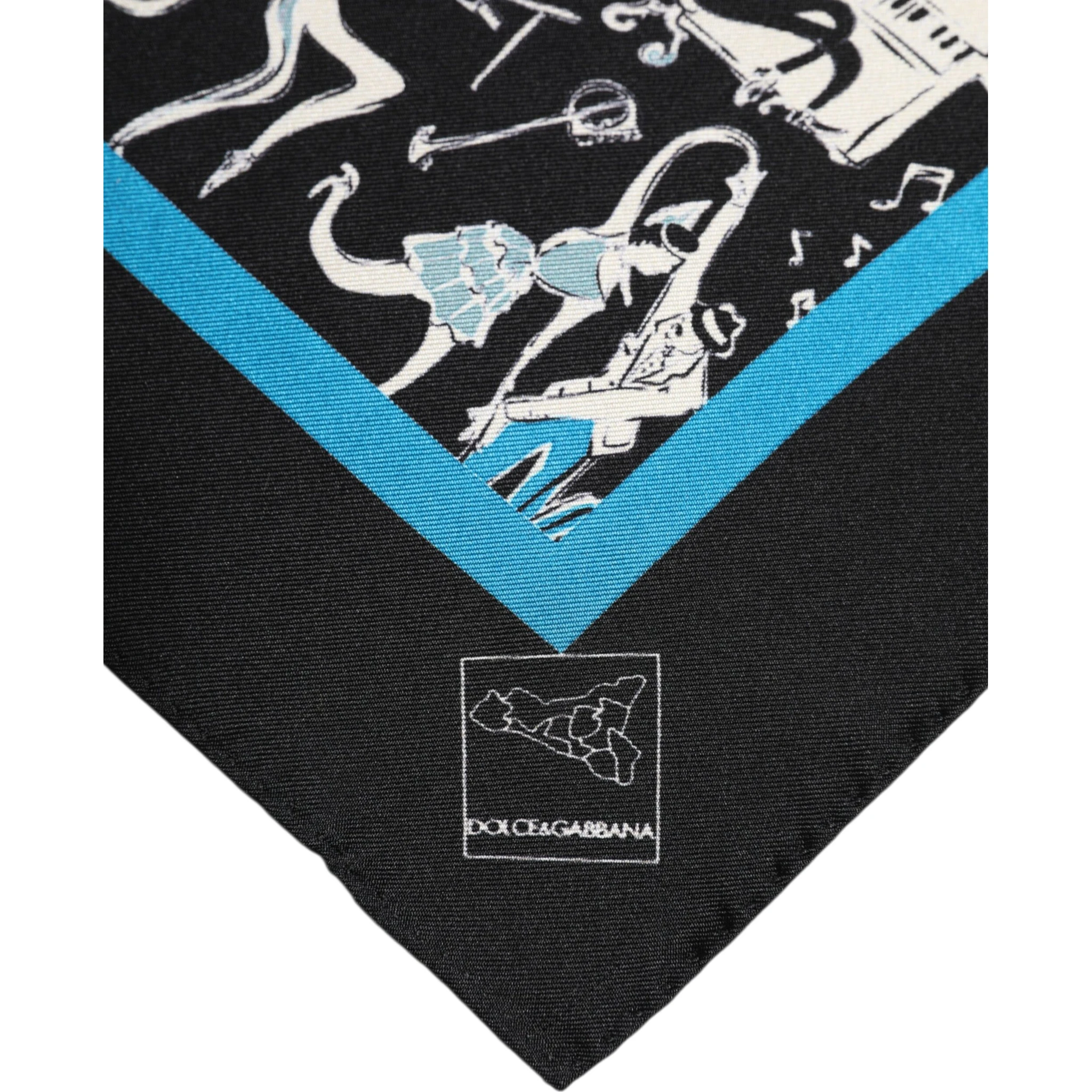 Black Jazz Club Silk Square Men Foulard Scarf