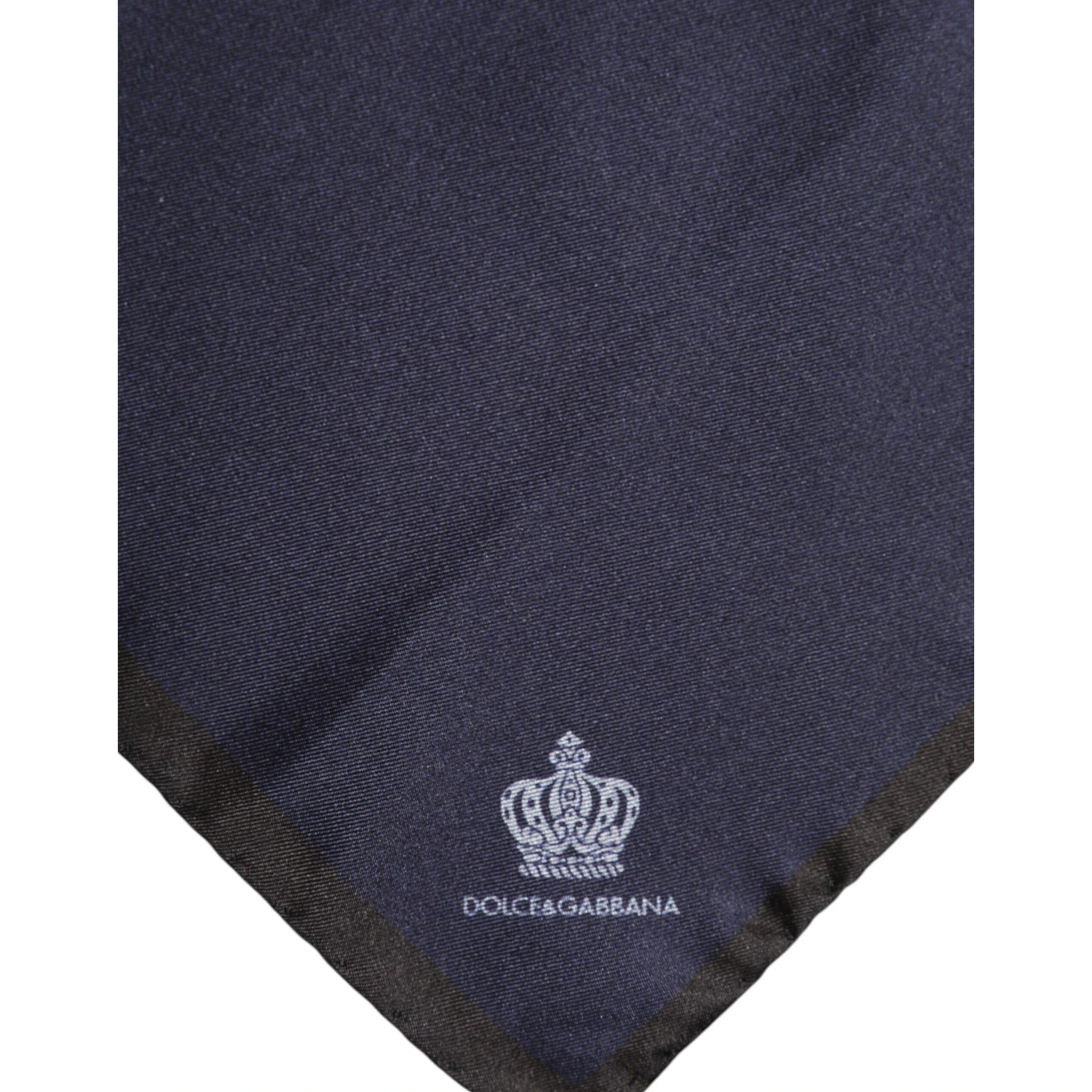 Blue DG Crown Silk Square Men Foulard Scarf