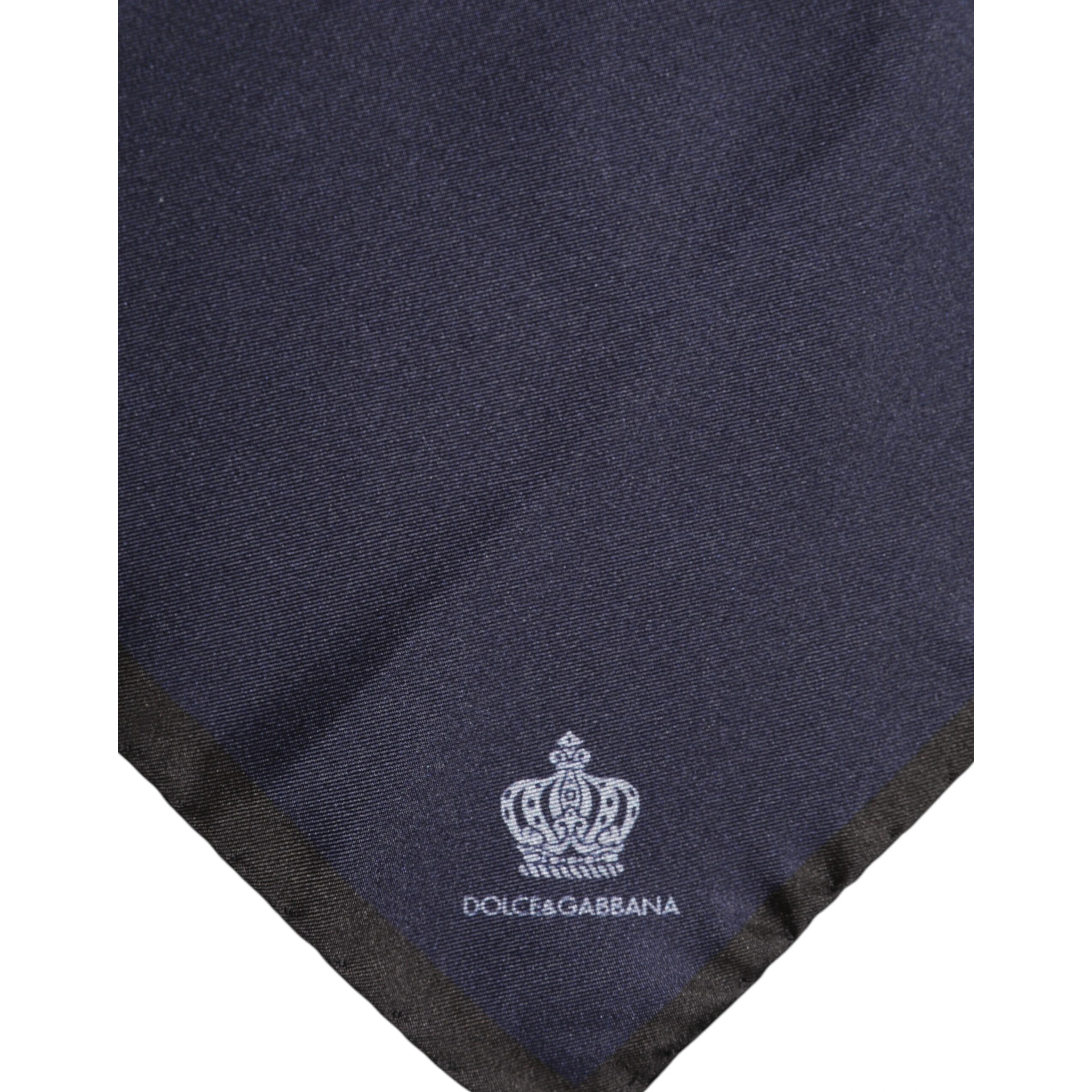 Blue DG Crown Silk Square Men Foulard Scarf