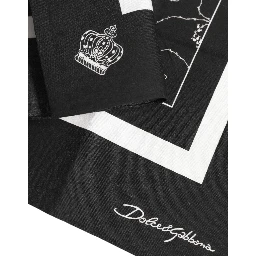 Black White Printed Square Men Foulard Scarf