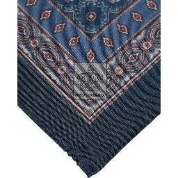 Blue Printed Silk Square Men Foulard Scarf