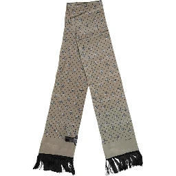 Gray Skulls Silk Fringes Men Foulard Scarf