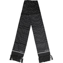 Black White Polka Dot Fringes Foulard Scarf