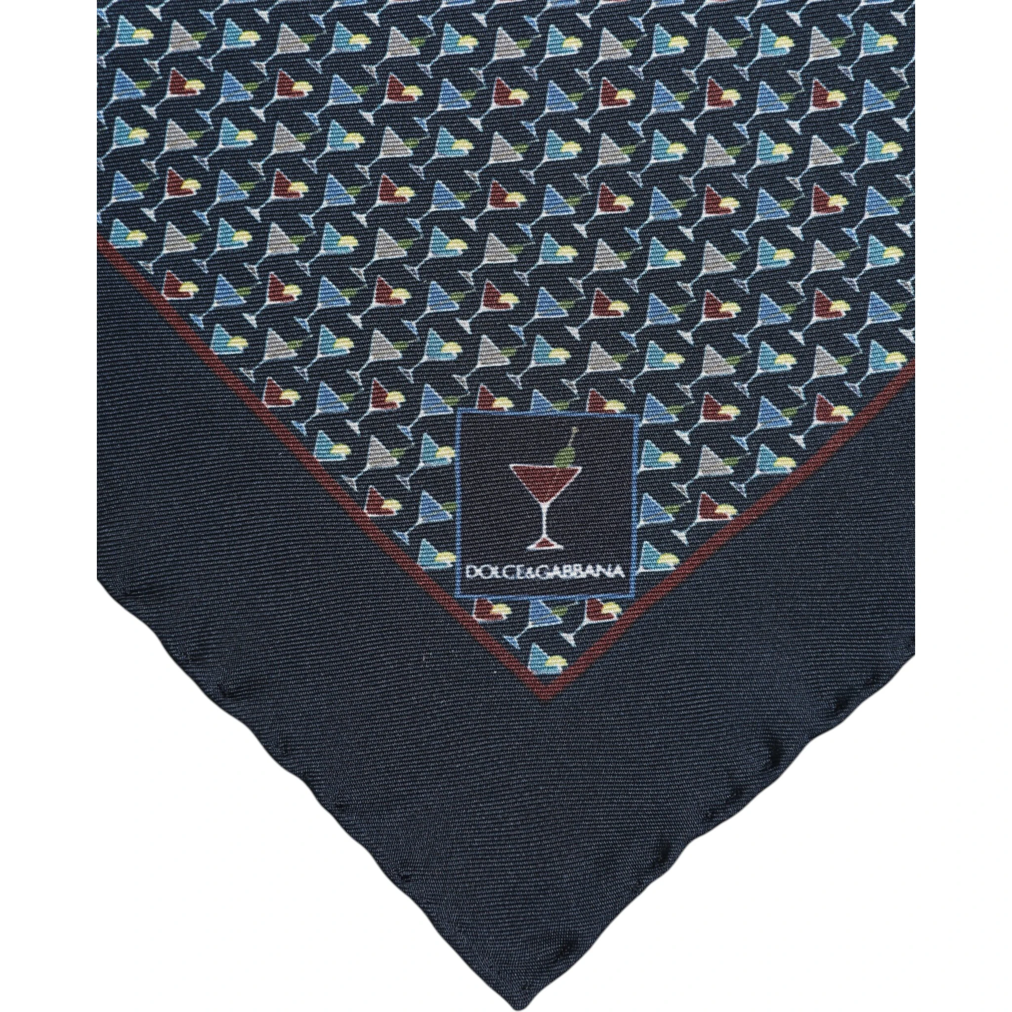 Blue Cocktail Silk Square Foulard Scarf