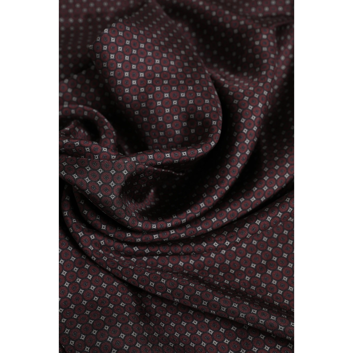 Maroon Dotted Silk Fringes Foulard Scarf