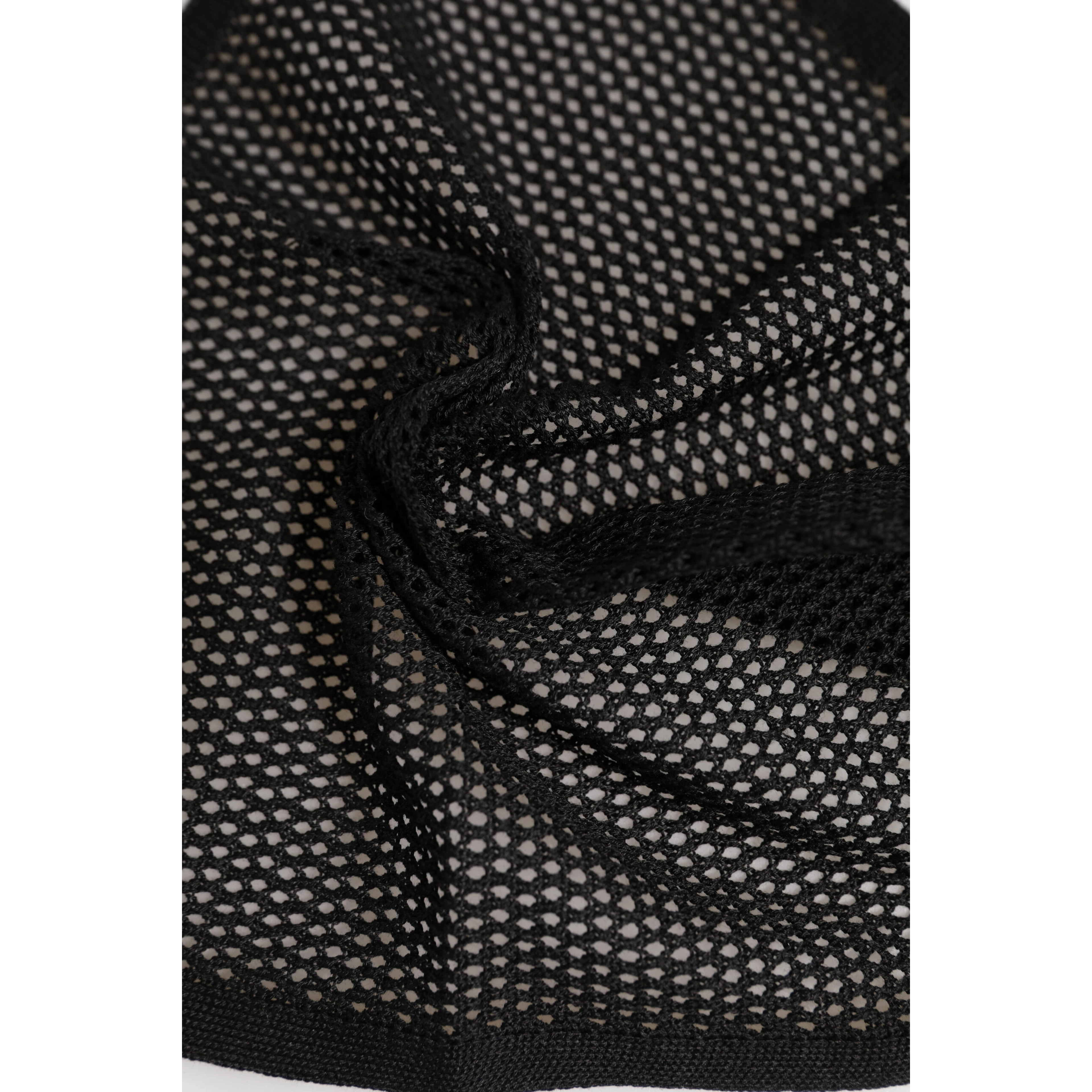 Black Patterned Cotton Square Foulard Scarf