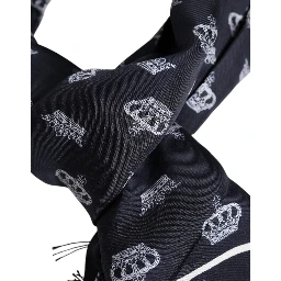 Black Silk Crown Fringes Men Foulard Scarf