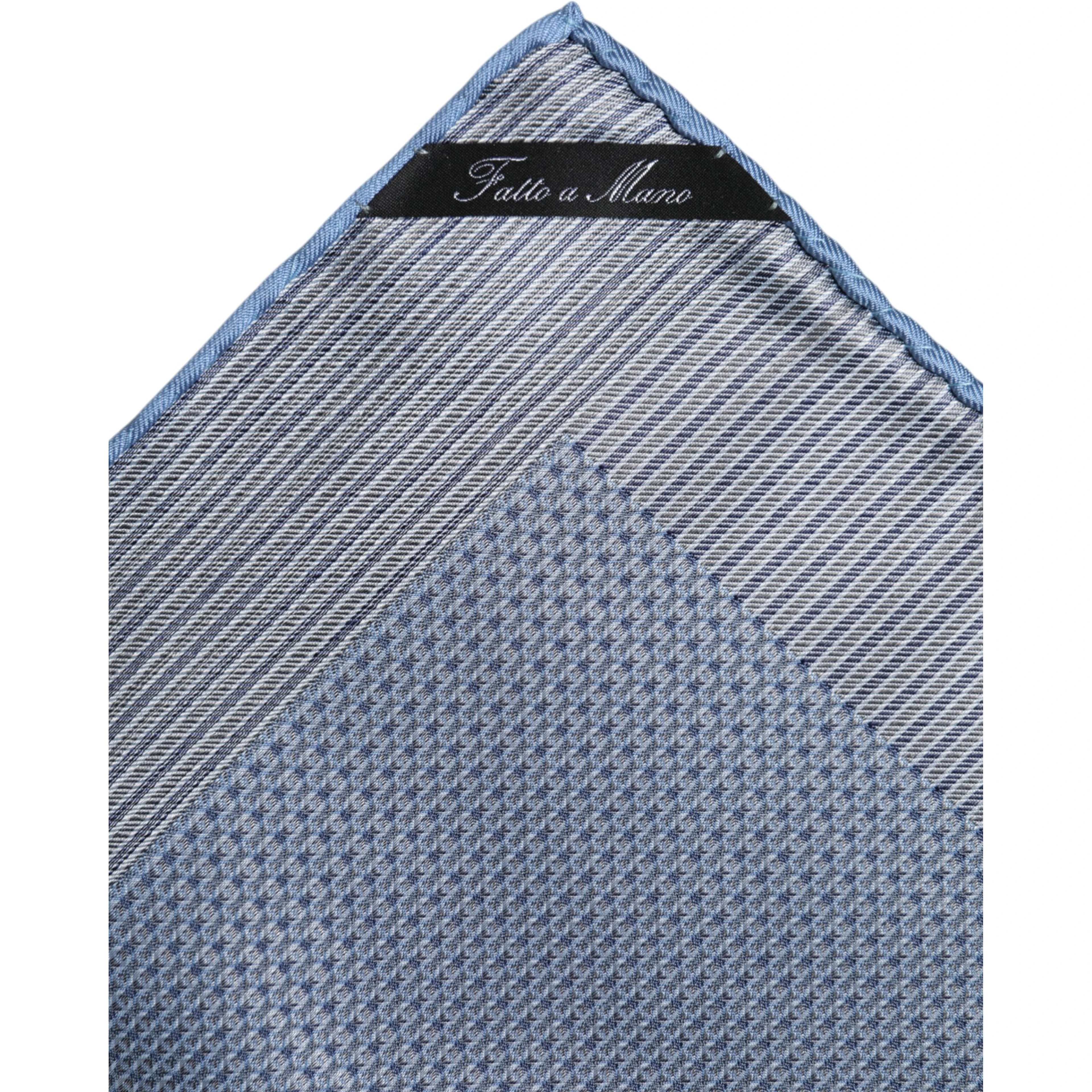Light Blue Silk Square Men Foulard Scarf