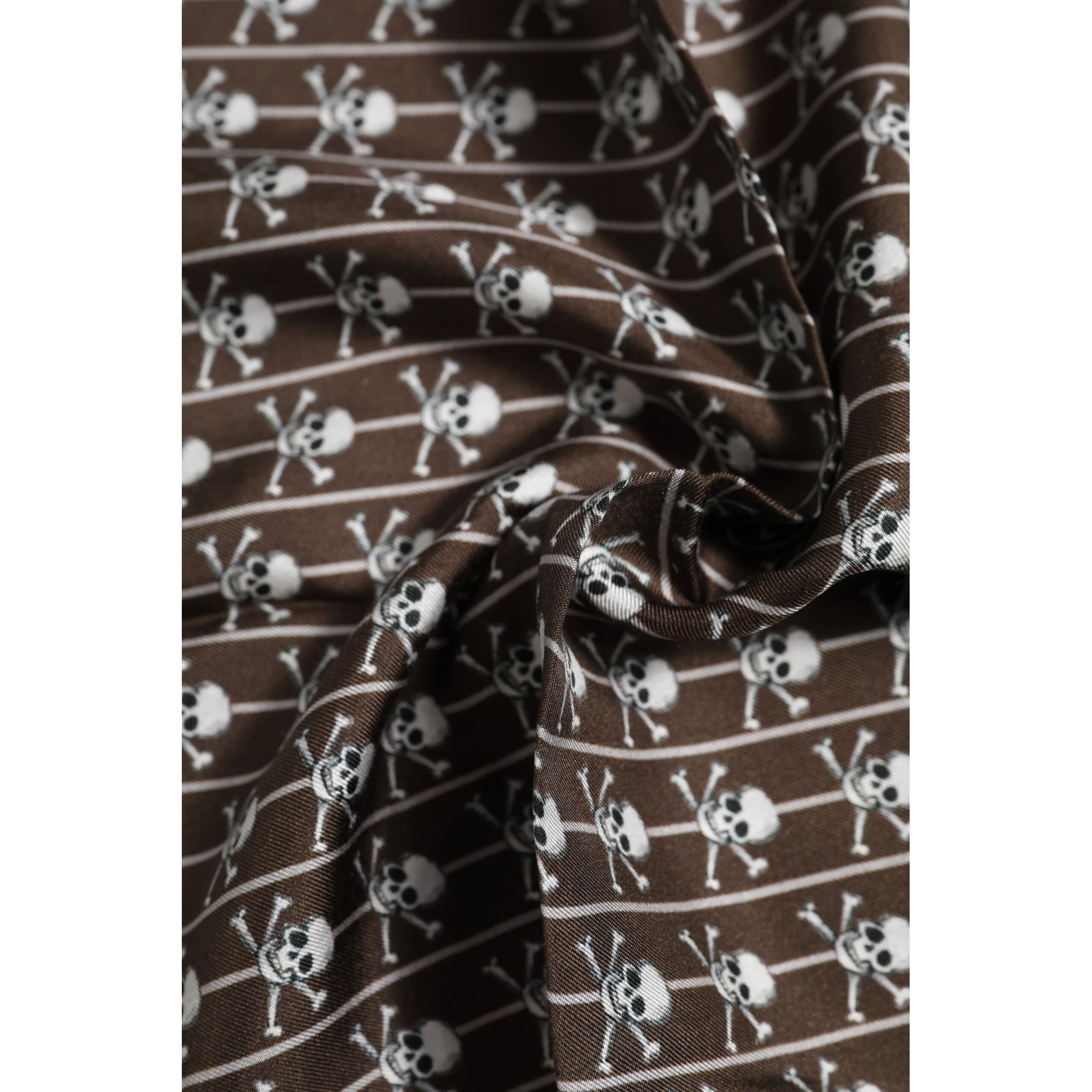Brown Skull Silk Square Men Foulard Scarf
