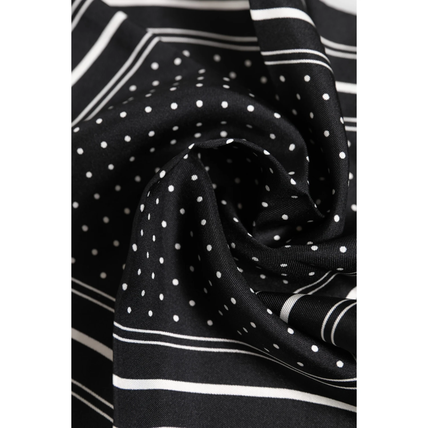 Black White Polka Dot Men Foulard Scarf