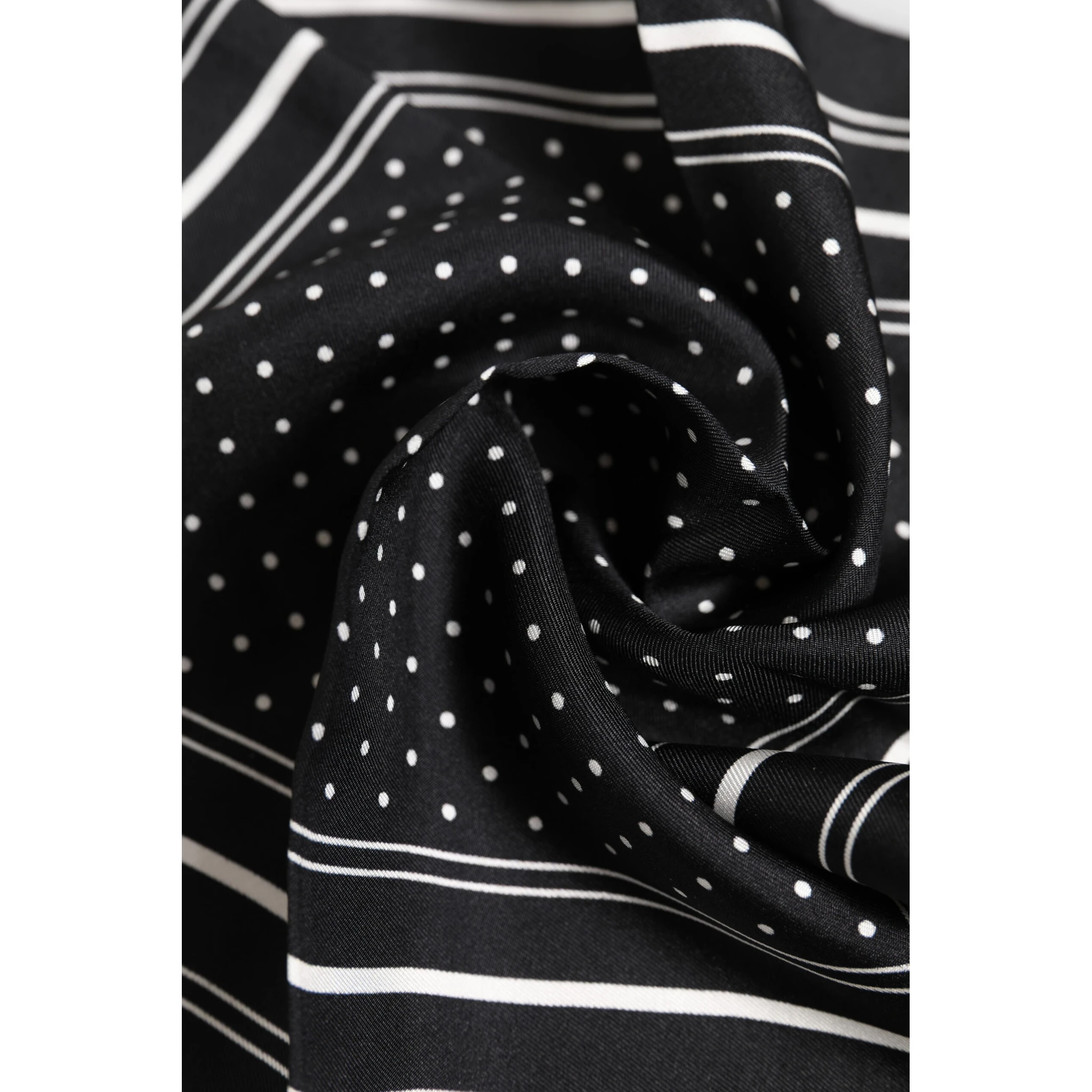Black White Polka Dot Men Foulard Scarf