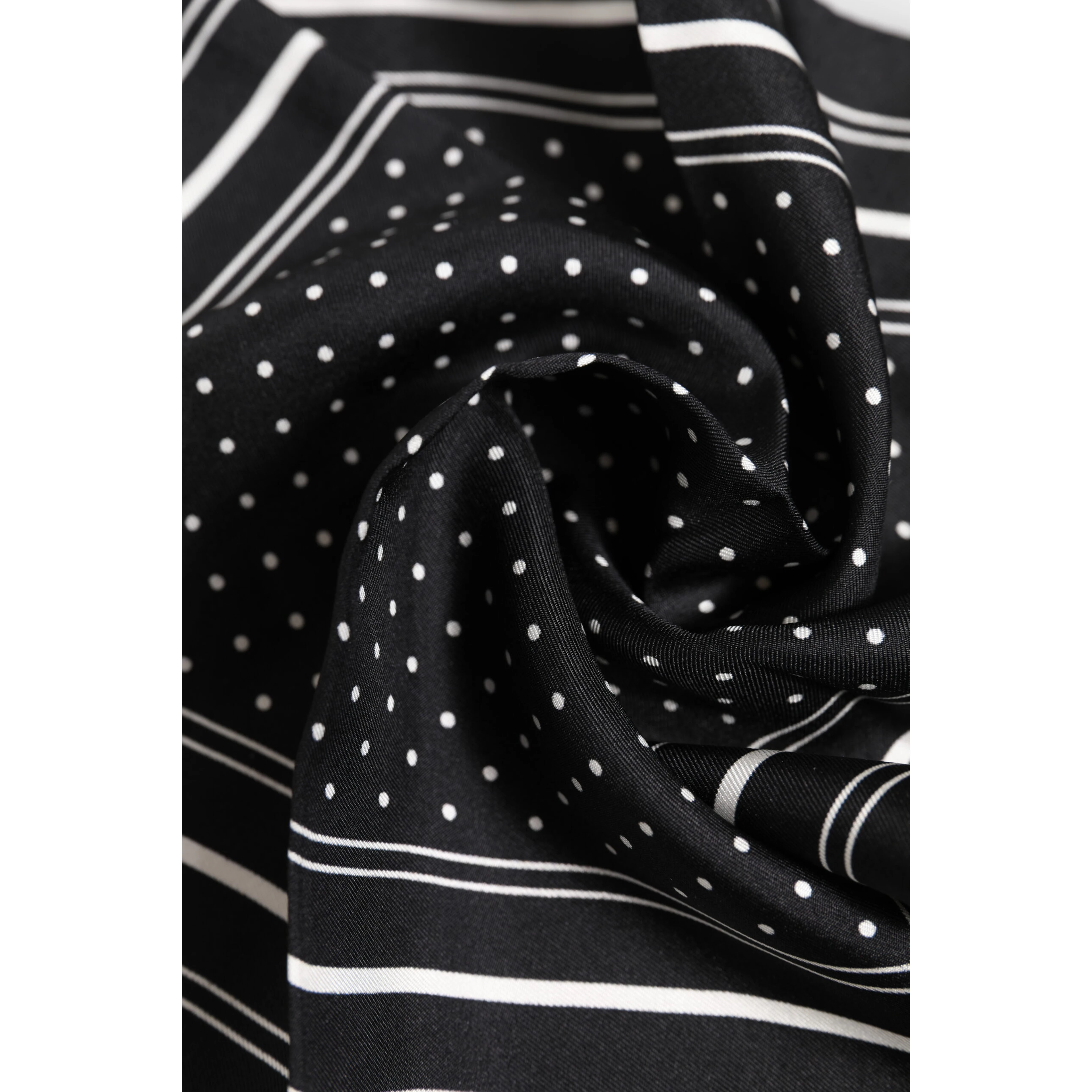 Black White Polka Dot Men Foulard Scarf