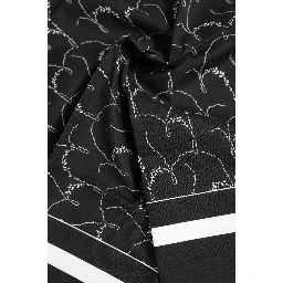 Black White Printed Square Men Foulard Scarf