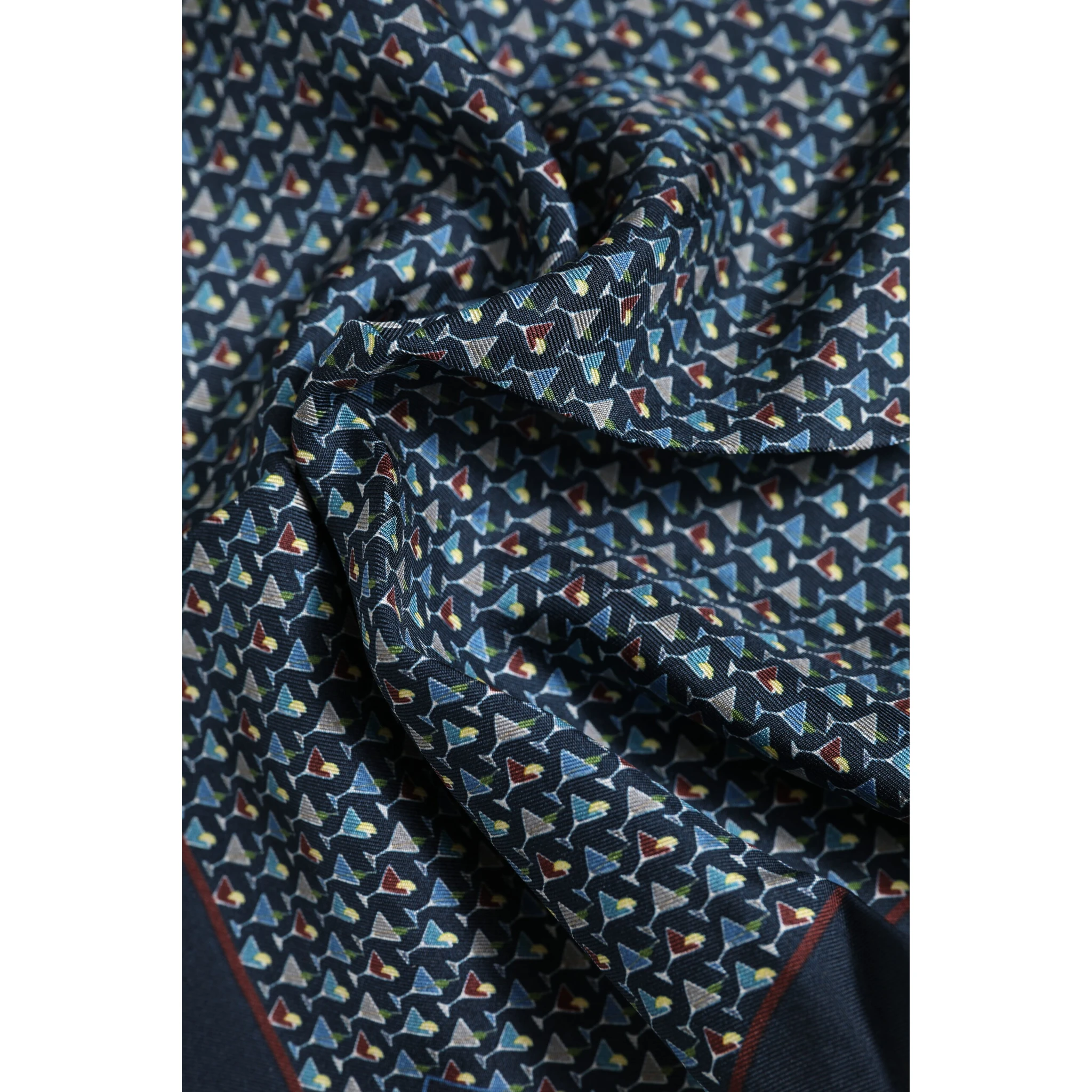 Blue Cocktail Silk Square Foulard Scarf