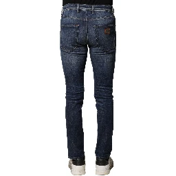 Blue Washed Cotton Slim Fit Men Denim Jeans