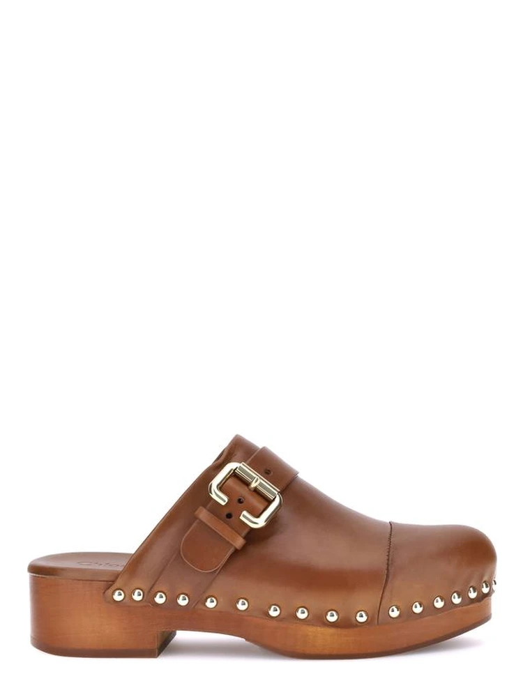 Brown Calf Leather Bos Taurus Clogs