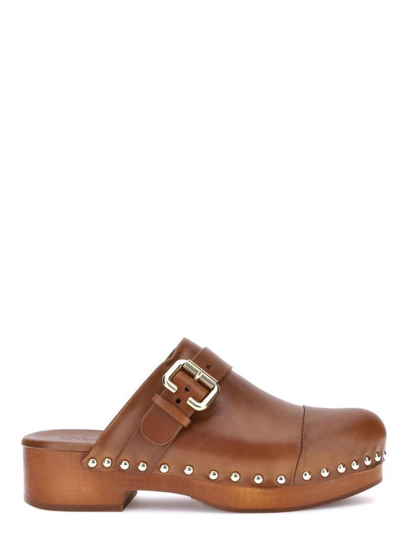 Brown Calf Leather Bos Taurus Clogs